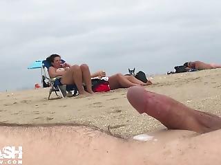 Hairy thai masturbate dick on beach