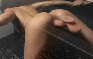 Girl Using Suction Cup Dildo Gif