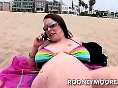 Chubby transgender masturbate cock on beach