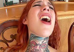 Tattooed whore lick dick orgy