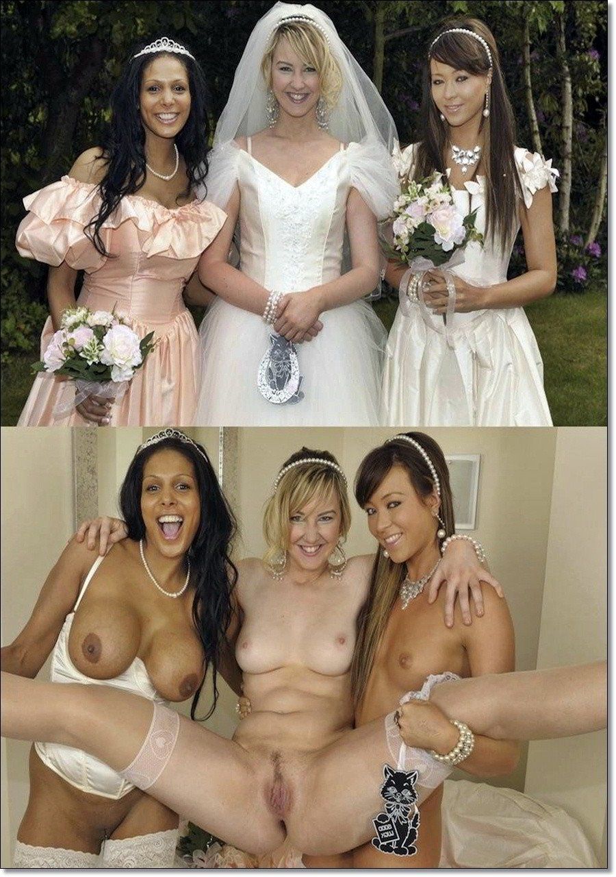 Bride has lesbian foursome with bridesmaids.