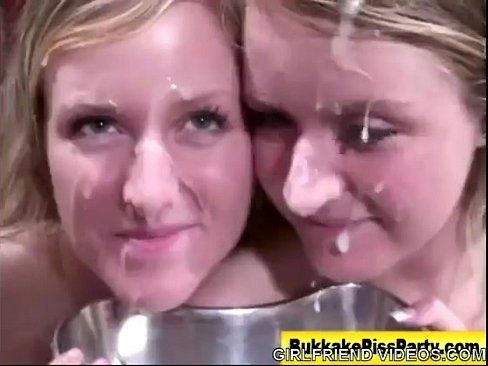 Brunette twins lick dick load cumm on face
