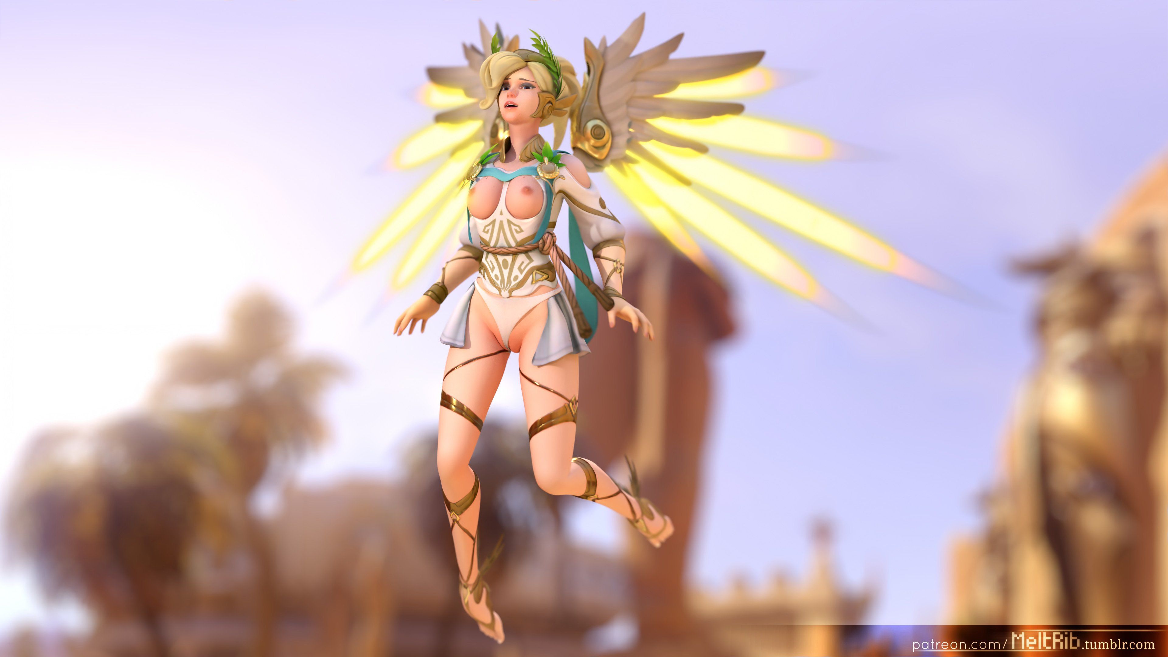Winged Victory Mercy Riding Overwatch (Blender Animation W/Sound).