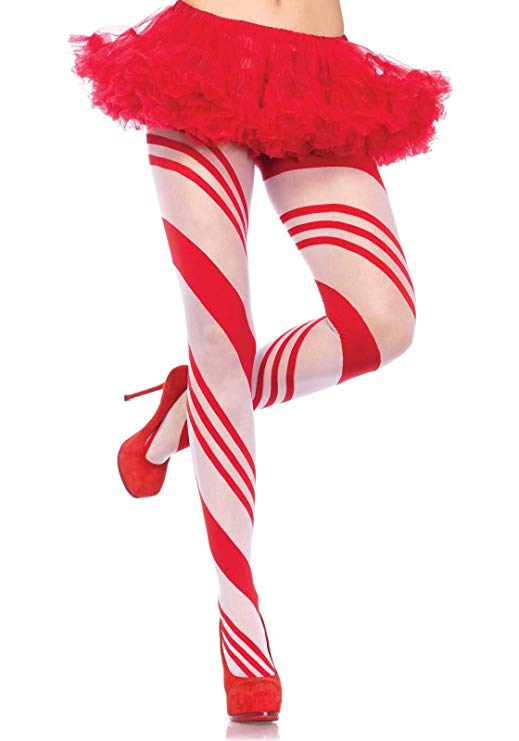 Red and white striped pantyhose