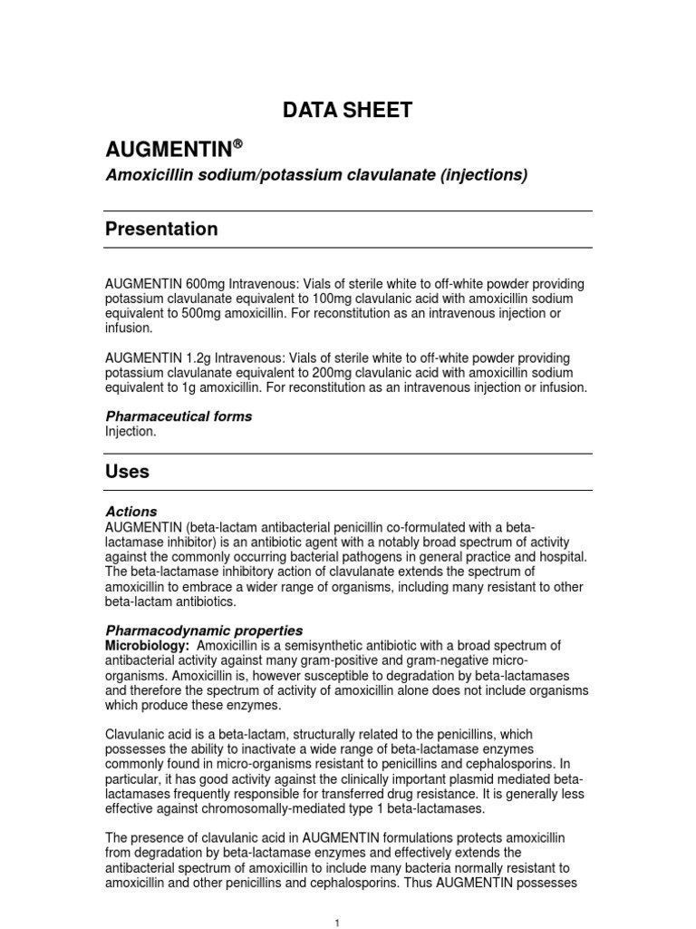 Joint penetration of augmentin