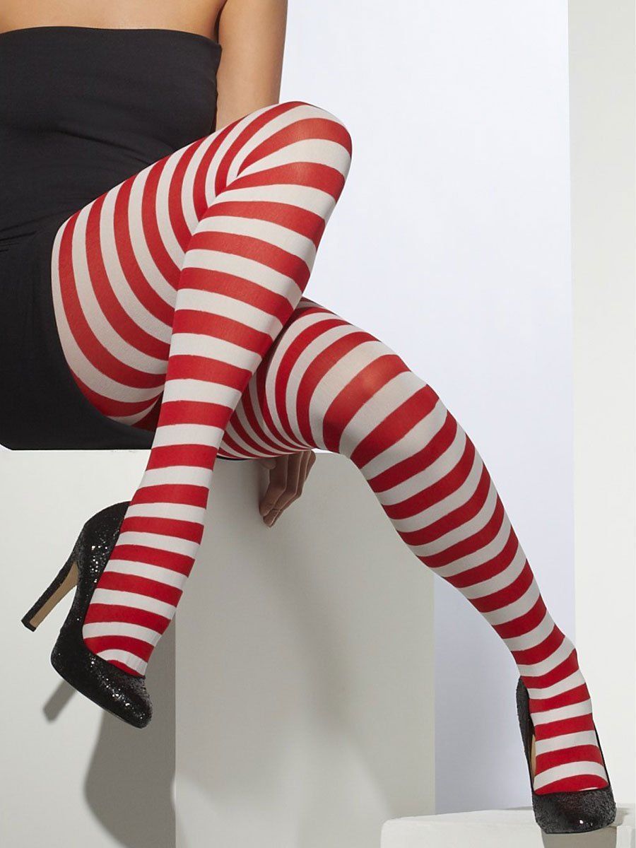 best of Striped Red pantyhose white and