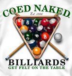 Coed naked billards get felt on the table