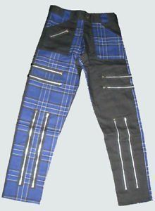 Blue plaid bondage pants