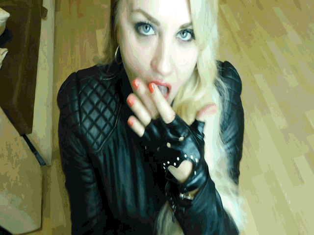 best of Blonde leather gloves woman blowjob suit