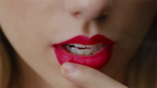 Blue lipstick tease