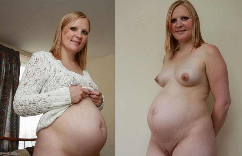 Overdue pregnant blondes huge belly
