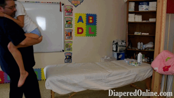 Manager reccomend diaper girl masturbates changing table