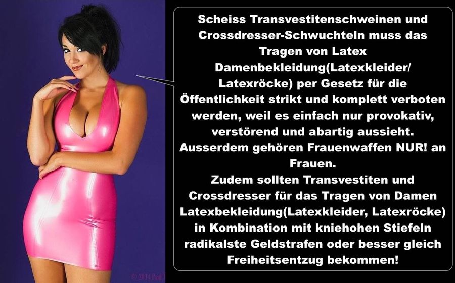 Sexy Latexkleid Frau Scheiss Transvestitenschweine Totpressen & Verbrennen