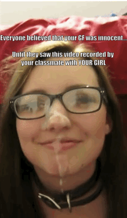 Innocent blowjob cums over glasses